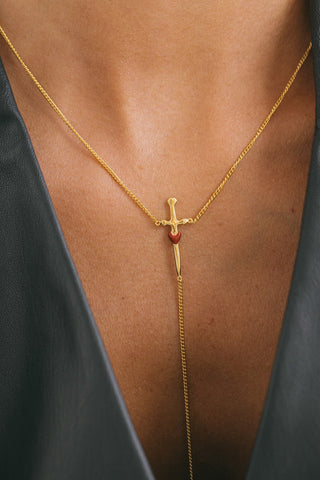 Love dagger necklace gold plated