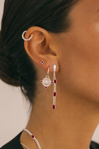 Ruby Romance Stud Silver