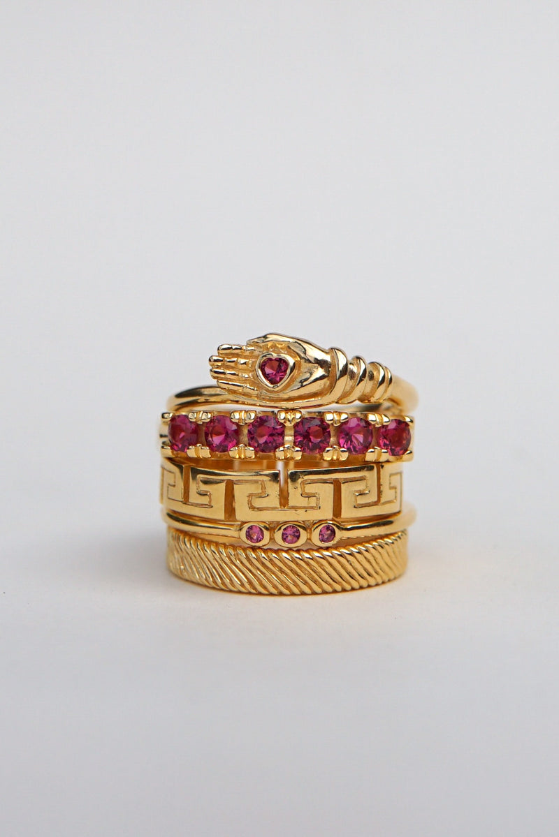 Hamsa hand ring gold plated