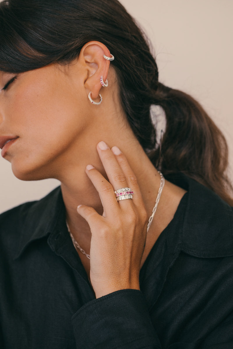 Roman dots ring silver