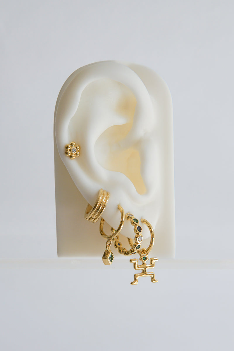 Triple huggie gold plated