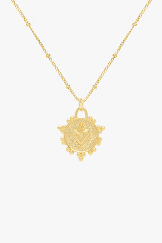 Flaming heart necklace gold plated