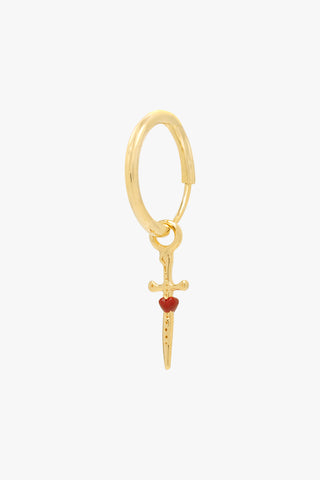 Love dagger hoop earring gold plated