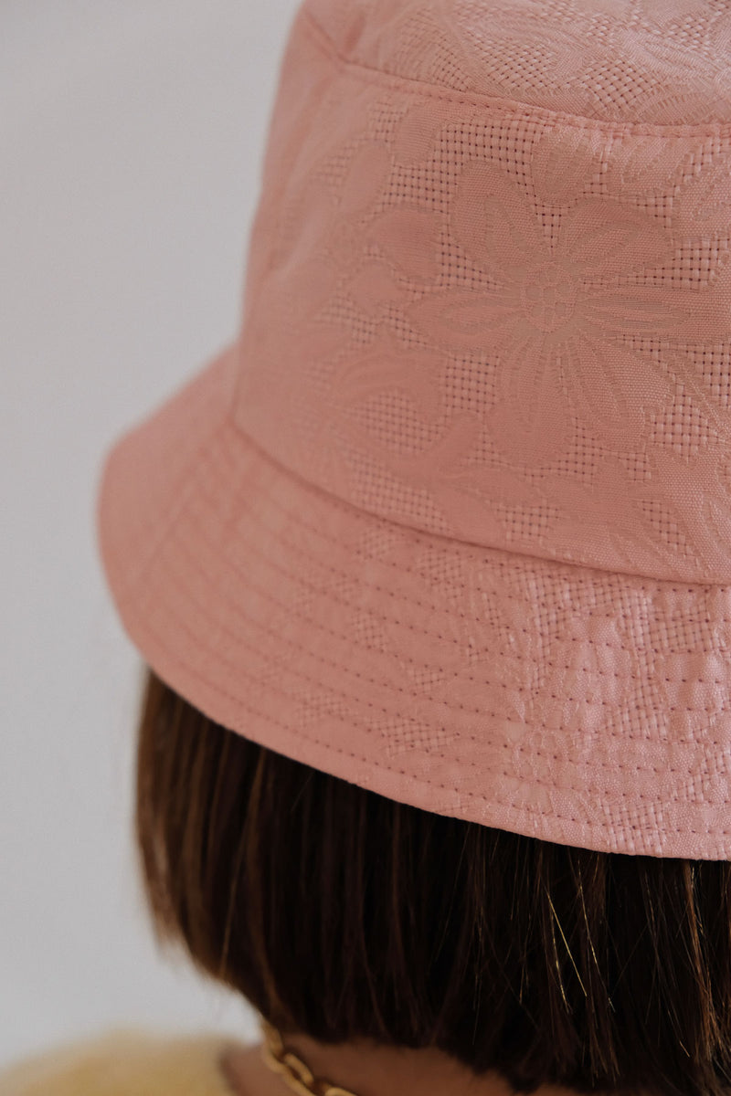 Pink flower bucket hat