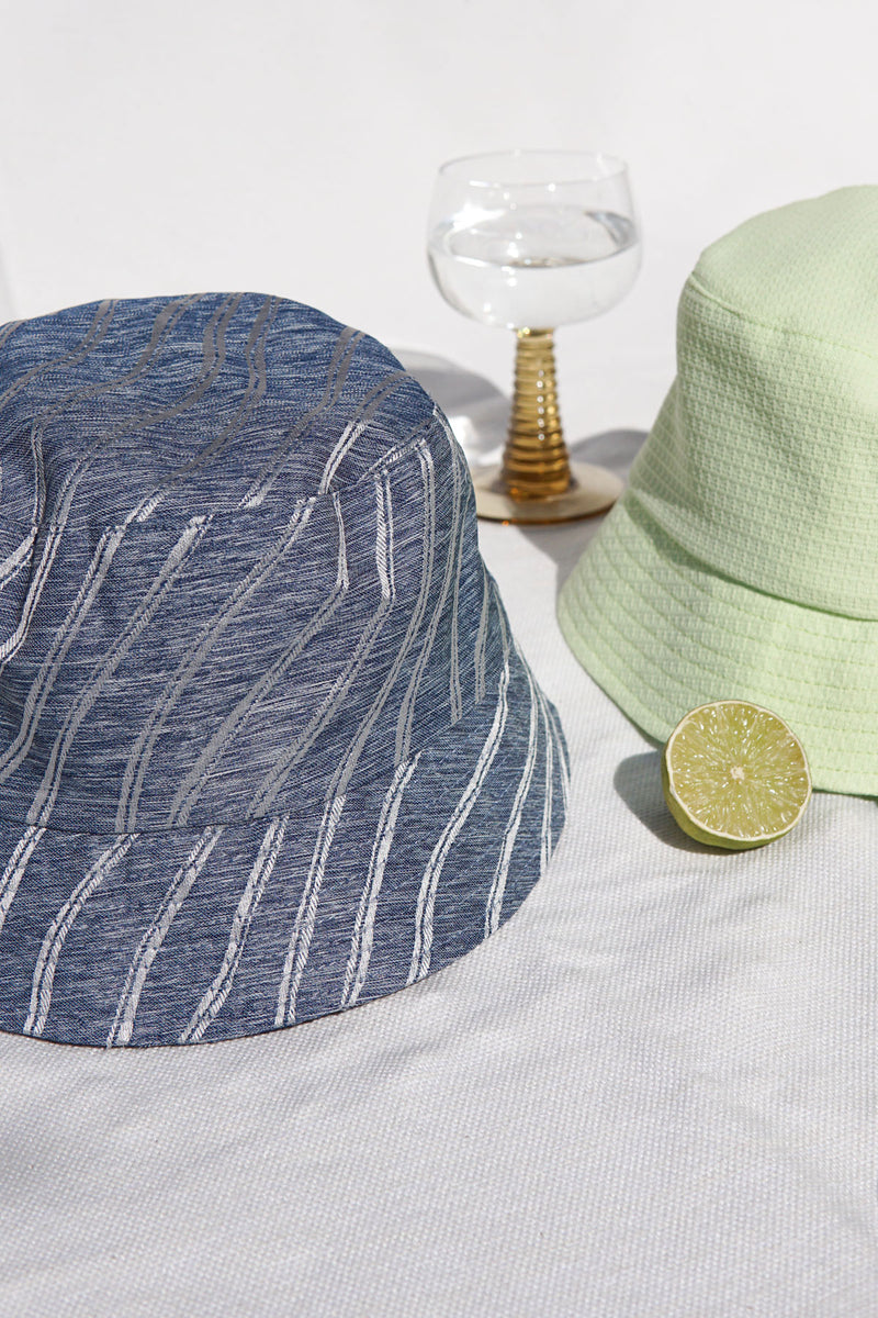 Denim striped bucket hat