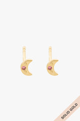 Fuchsia moon stud 14k solid gold