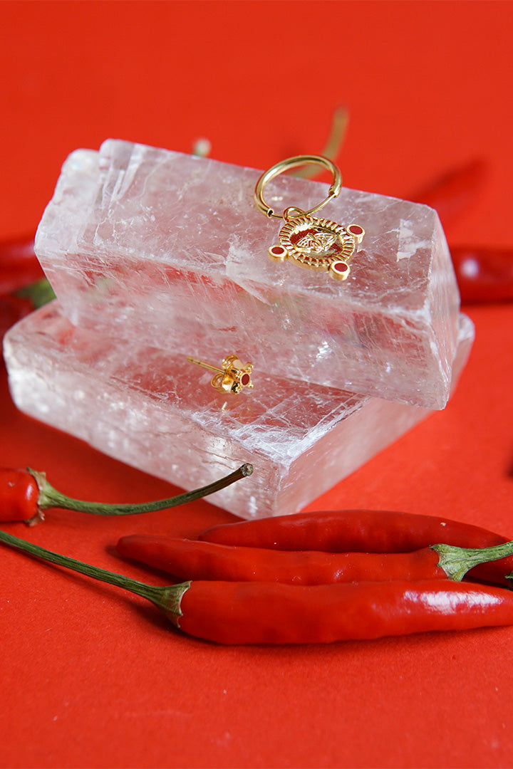 Ruby Romance Stud Gold Plated