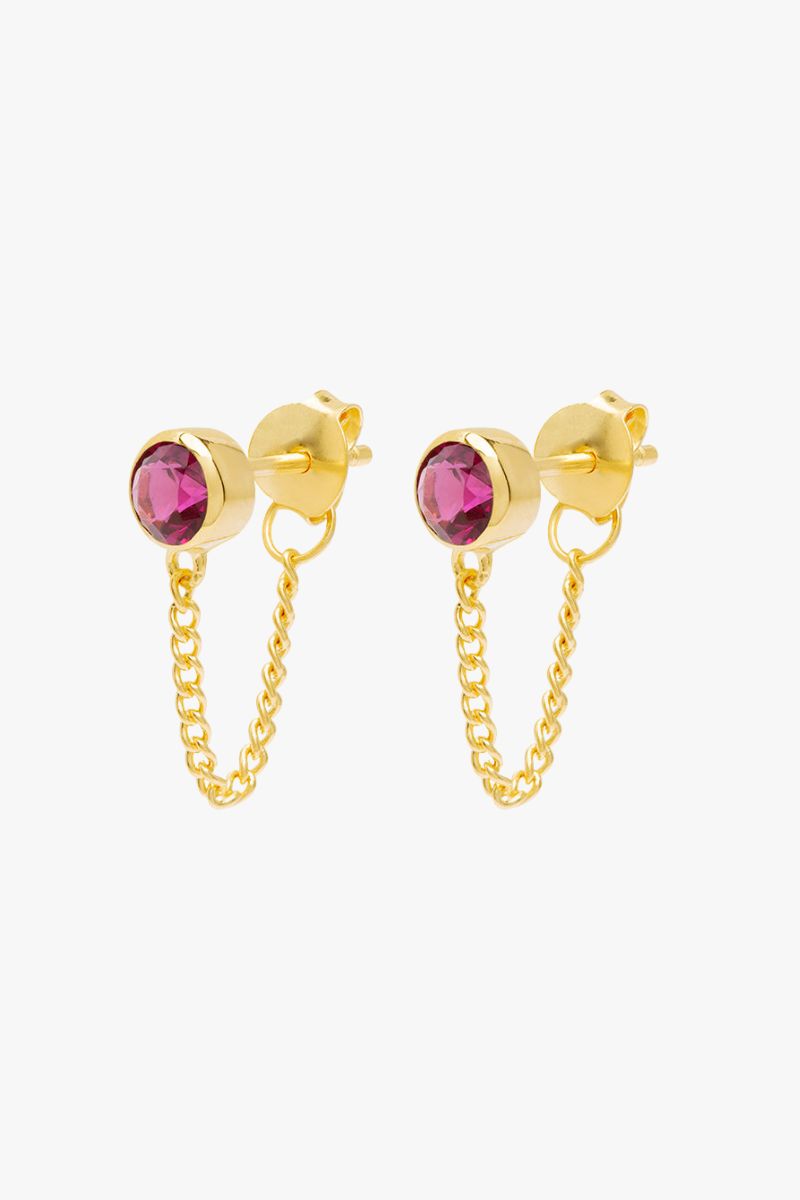 Fuchsia chain stud gold plated
