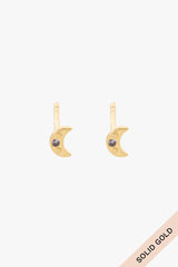 Midnight moon stud 14k solid gold
