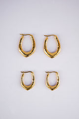 Organic Hammered Oval Hoop Gold Plated (25mm)