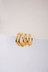 Organic Hammered Oval Hoop Gold Plated (25mm)