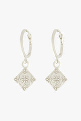Flora Tile Hoop Earring Silver