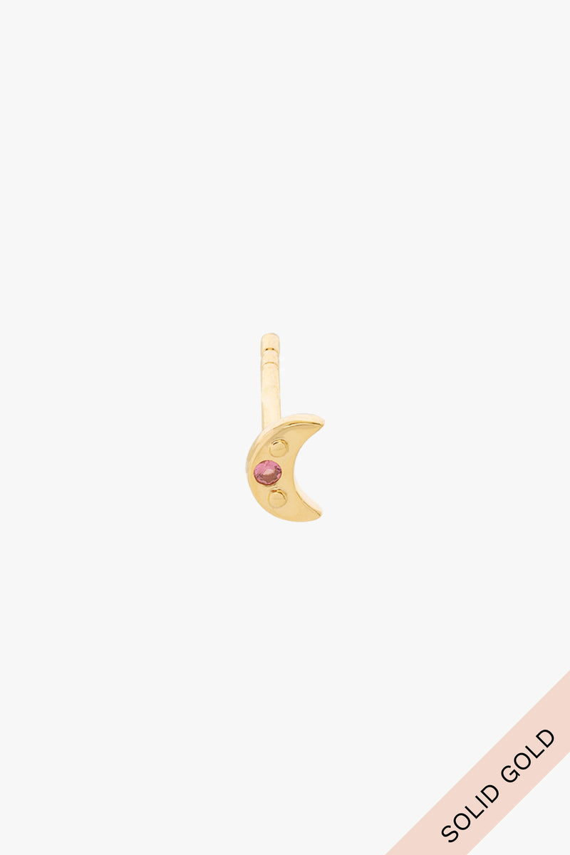 Fuchsia moon stud 14k solid gold