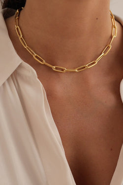 Chunky chain necklace gold plated (43cm)