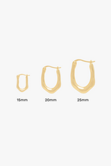 Organic oval hoop gold plated (15mm)