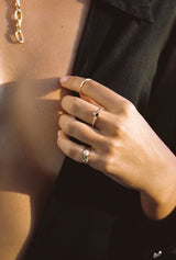 Hammered star pinky ring gold plated 