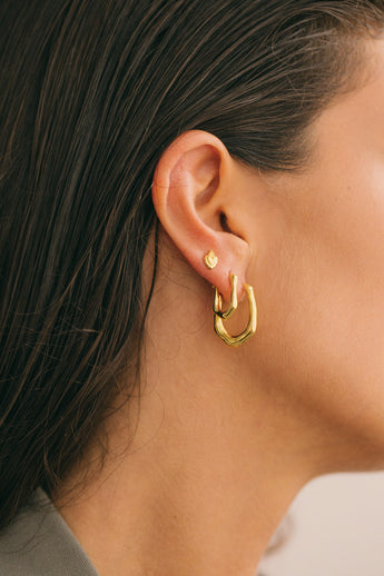 Organic oval hoop gold plated (25mm)