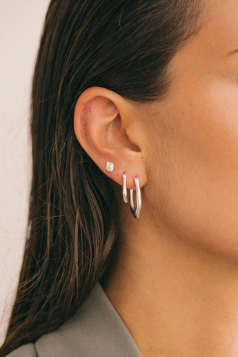 Organic oval hoop silver (25mm)