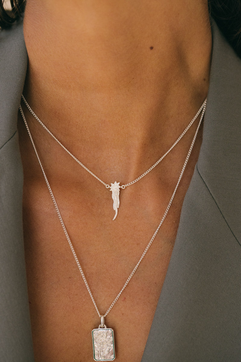Falling star necklace silver 