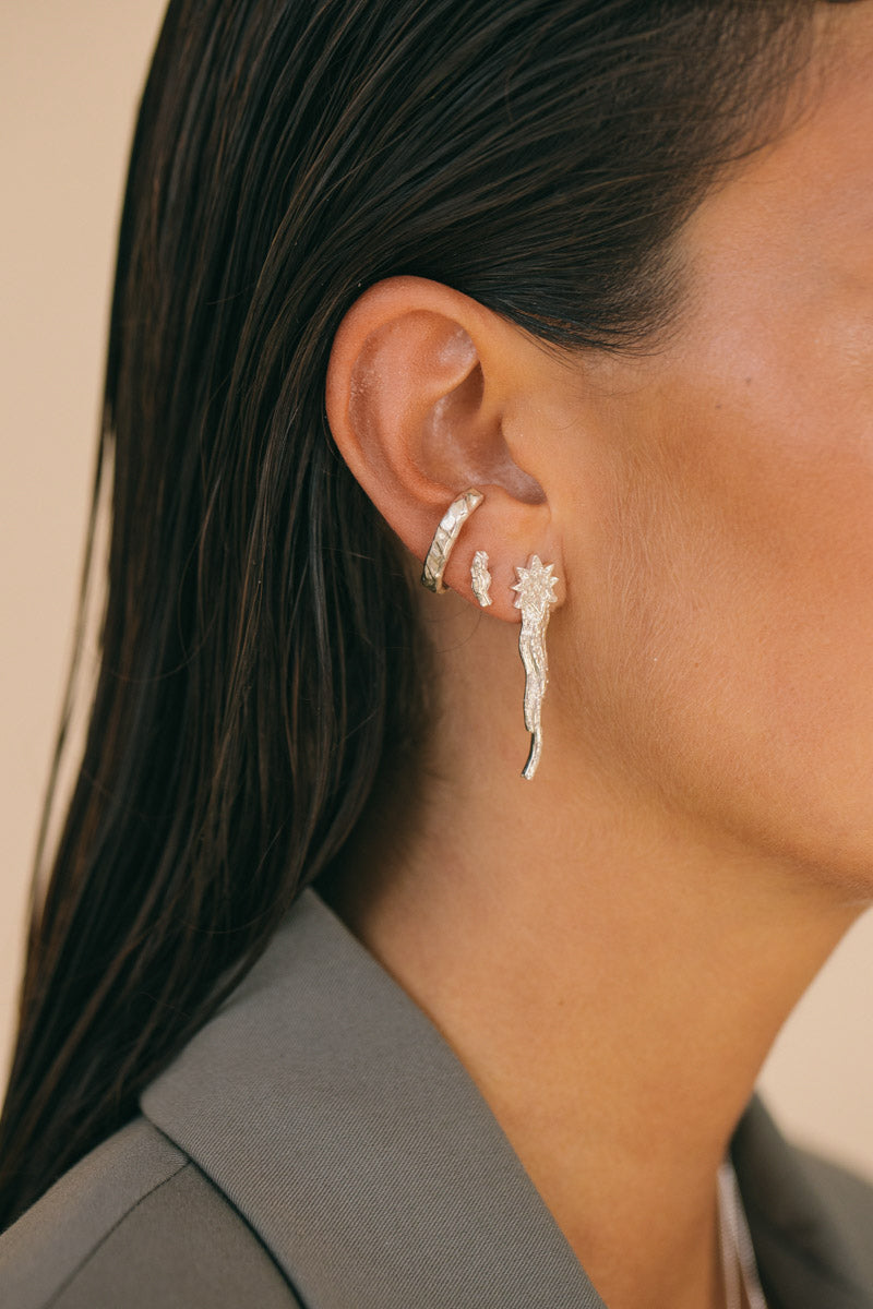 Falling star earring silver