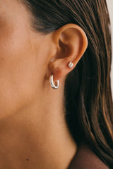 Flaming heart stud earring silver 