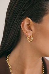 Timeless black stud earring gold plated 