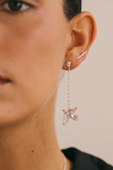 Lucky swallow chain earring silver