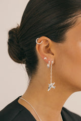 Lucky swallow chain earring silver