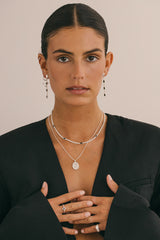 Black dotted chunky chain necklace silver 