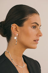 Timeless black stud earring silver