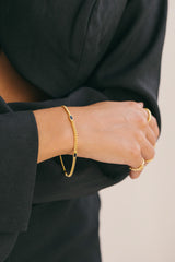 Black dotted chunky chain bracelet gold plated 