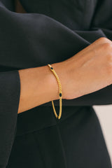 Black dotted chunky chain bracelet gold plated 