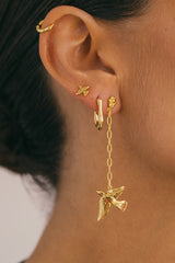 Lucky swallow chain earring gold plated 