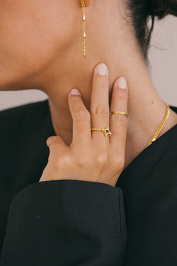 Timeless black ring gold plated