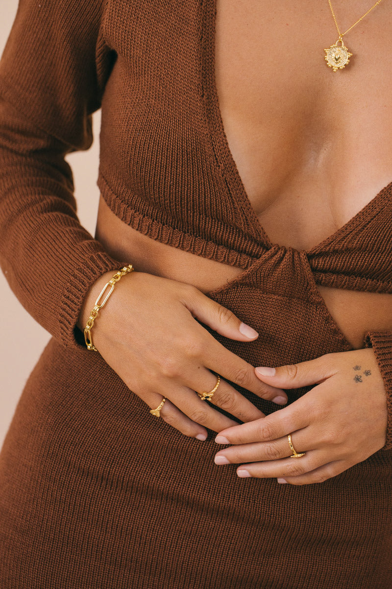 Bold link chain bracelet gold plated