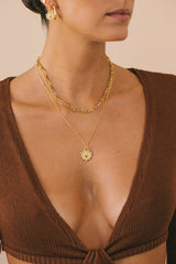 Flaming heart necklace gold plated 