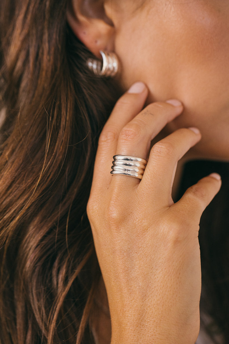 Nomadic stacked ring silver