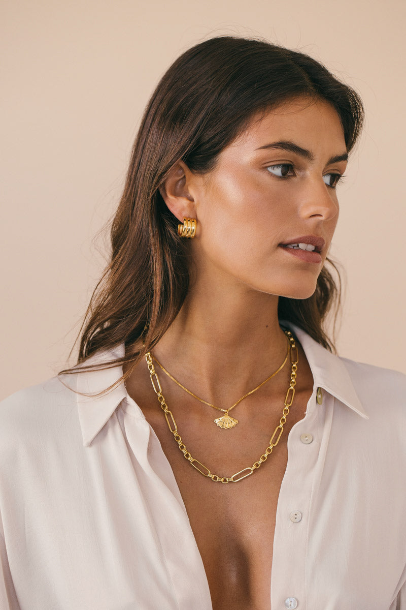 Bold link chain necklace gold plated (50cm)