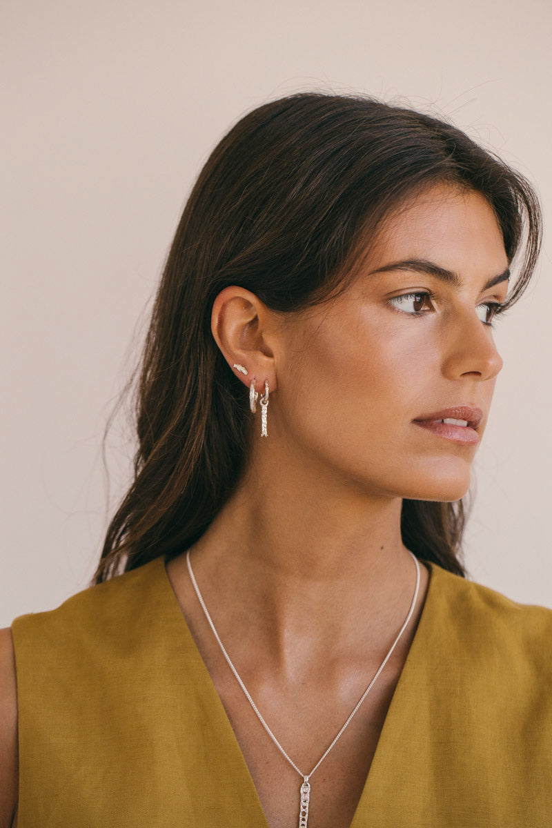 Lunar phases hoop earring silver