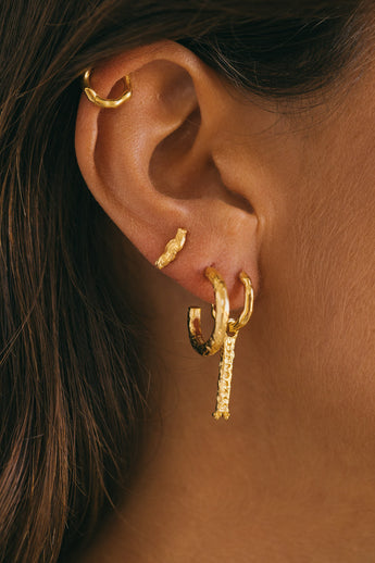 Wanderlust hammered hoop gold plated (18 mm)