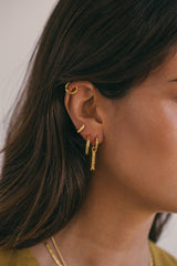Organic stack stud gold plated 