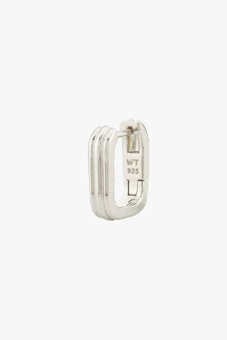 Textured Ovate Hoops Silver (14mm)
