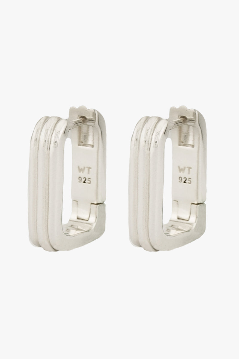 Textured Ovate Hoops Silver (17mm)