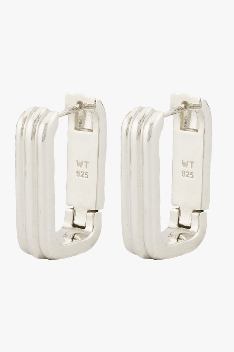 Textured Ovate Hoops Silver (20mm)