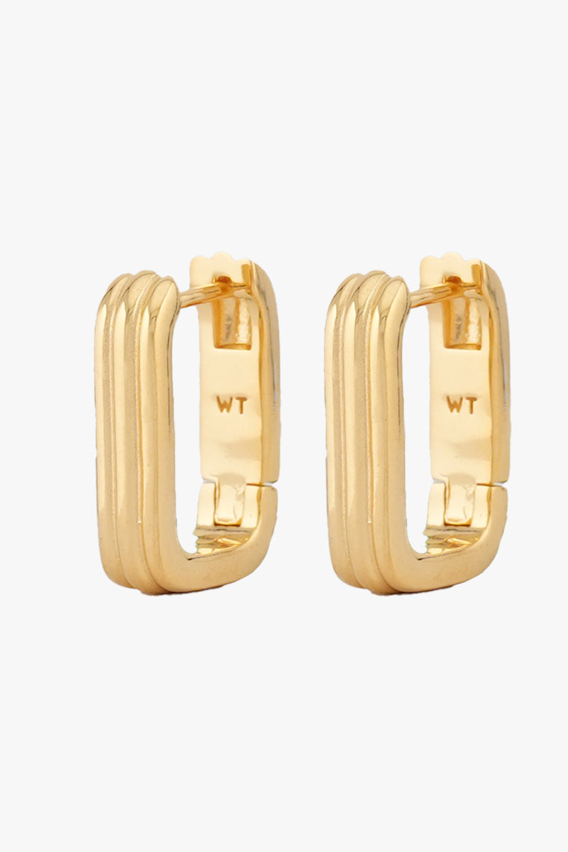 Textured Ovate Hoops Gold Plated (17mm)
