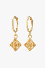 Flora Tile Hoop Earring Gold Plated