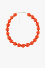 Coral Sunset Beaded Necklace Silver