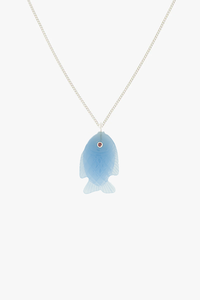 Blue Fish Necklace Silver