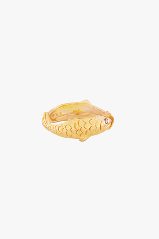 Vintage Fish Ring Gold Plated