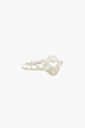 Heart Compass Pinky Ring Silver